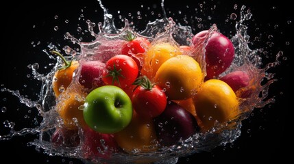 Naklejka premium fruit in water splash