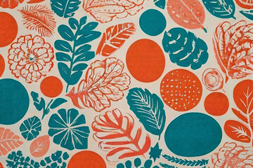 Risograph-style abstract floral print. Unique and vibrant floral design.
