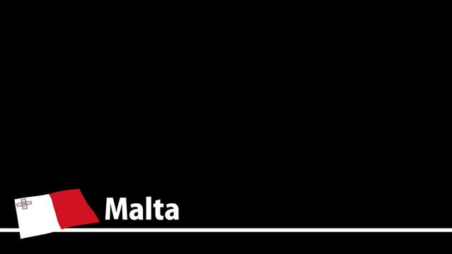 マルタの国旗と国名が画面下部に現れます。背景はアルファチャンネル(透明)です。