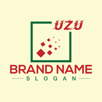 Handwritten UZU letters logo design with vector