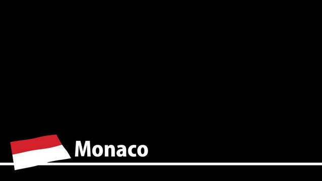 モナコの国旗と国名が画面下部に現れます。背景はアルファチャンネル(透明)です。