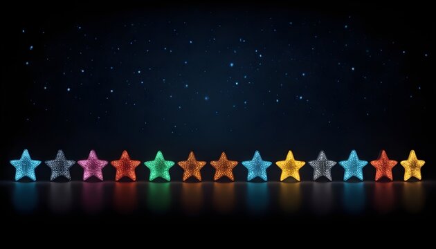Colorful star shaped lights in the darkness