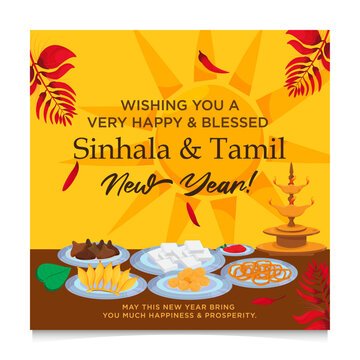 Sinhala & Tamil New Year Vector Illustration