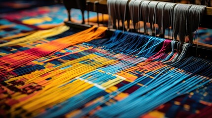 thread woven textile mill illustration design weft, cotton silk, wool linen thread woven textile mill