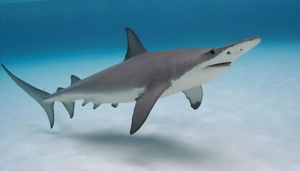 A Hammerhead Shark Swimming Gracefully In Open Wat Upscaled 2