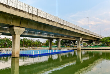 Thailand Nonthaburi, May 2023, 13 Floating plastic capital for convenience in sports and safety in...