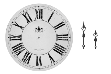Vintage watch dial with individual hands on a transparent background. PNG