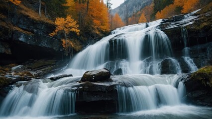 photo of a very beautiful waterfall, a forest waterfall with natural beauty around it
