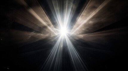 abstract light rays for overlay, god rays coming from the clouds, Dramatic light rays coming from the clouds on a dark day - obrazy, fototapety, plakaty