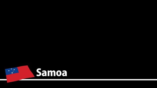 サモアの国旗と国名が画面下部に現れます。背景はアルファチャンネル(透明)です。