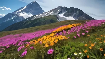 Foto op Canvas alpine meadow in the mountains © Attaul