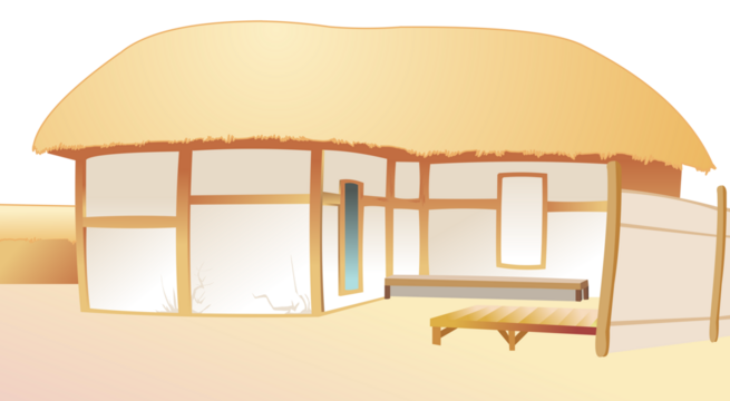 전통 초가집 일러스트레이션