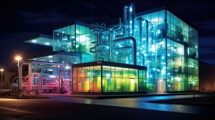 Obraz premium control treatment pharmaceutical plant illustration process facility, regulations compliance, validation inspection control treatment pharmaceutical plant
