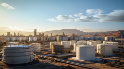 storage petrochemical chemical plant illustration transportation catalyst, reactor polymer, synthesis extraction storage petrochemical chemical plant