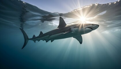 A Hammerhead Shark With Sunlight Filtering Through Upscaled 7