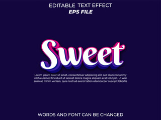 sweet text effect, font editable, typography, 3d text. vector template