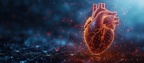 heart with pain center Low poly wireframe - obrazy, fototapety, plakaty