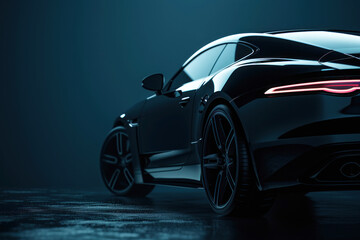 Black generic and unbranded luxury car on a dark background