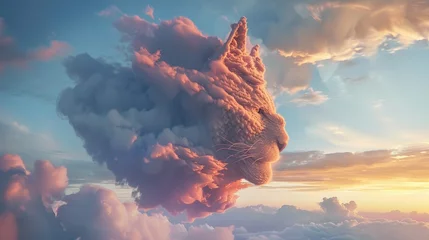 Poster 3D Illustrate of A majestic cloud formation taking the shape of an animal wearing a mystical mask © wilaiwan