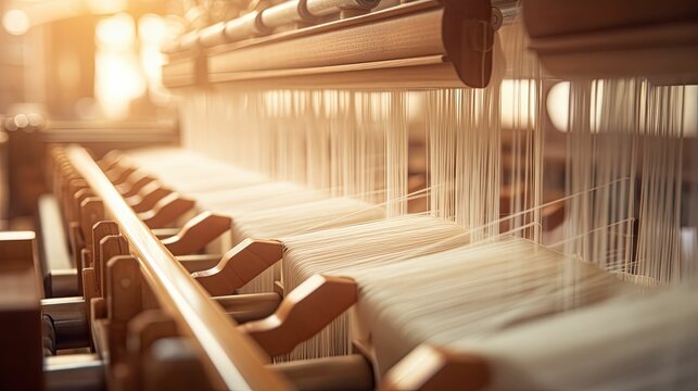 production silk textile mill illustration weaving loom, dyeing thread, design luxury production silk textile mill