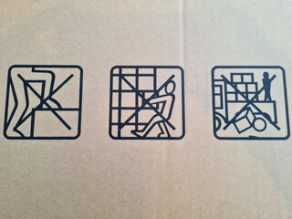 Handling instructions on cardboard packaging in a good finish