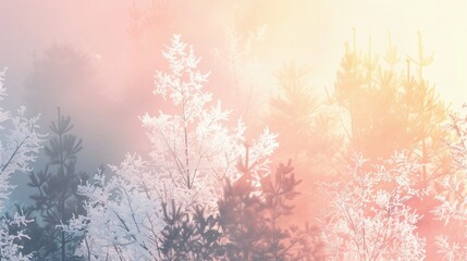Wiosenna sceneria z abstrakcyjnie kontrastowymi kolorami drzew. Czarne i białe drzewa w pastelowej mgle. Atmosferyczna tapeta