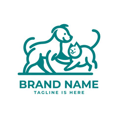 Cat and dog logo: Represents harmony, companionship, and diversity, reflecting a balanced and inclusive approach to pet-related services or products.