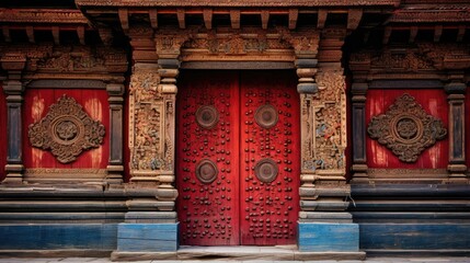 entrance door temple building illustration sacred architecture, religious worship, gate shrine...
