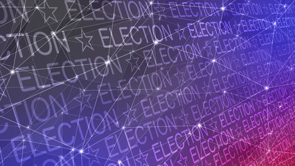 Political election text and connected lines creating presidential backdrop with primary results and voting