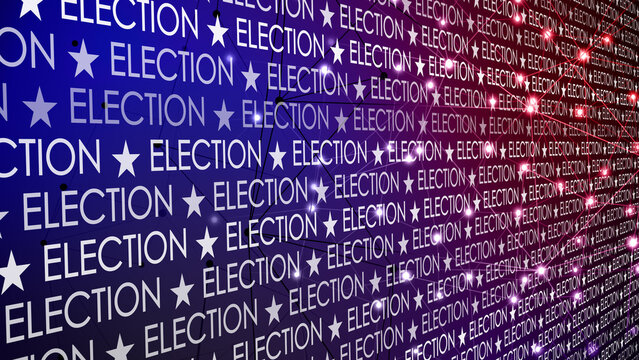 Election campaign creative display of connected lines and typography showcasing presidential candidate message and symbol