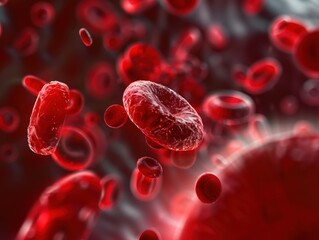 Red blood cells in the veins human red blood cells medical health care concept, red cells flow.