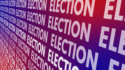 Election text on blue and red background with political theme, presidential candidate voting poll idea symbol display campaign concept