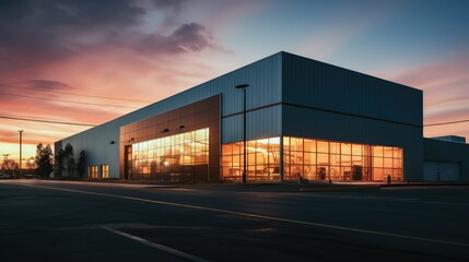 facility industrial warehouse building illustration construction space, manufacturing supply, chain inventory facility industrial warehouse building - obrazy, fototapety, plakaty