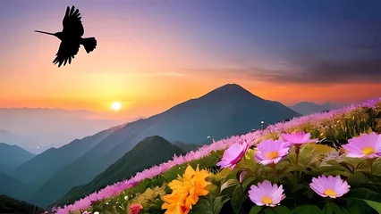 Photo sur Plexiglas Violet sunset in the mountains