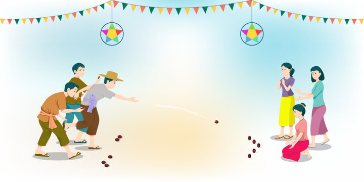 Vector graphic of Khmer popular game in Khmer new year.