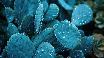 Russian Blue on beach vacation moon cactus against monsoon rains