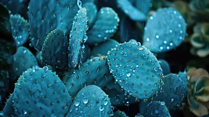 Papier Peint photo Cactus Russian Blue on beach vacation moon cactus against monsoon rains