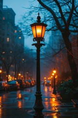 View of illuminated street light against sky at night
