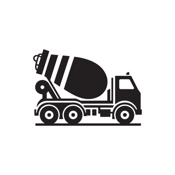 Concrete Creations: Authentic Cement Mixer Silhouette Vector for Construction Projects and Industrial Designs. Concrete truck illustration, Truck vector.