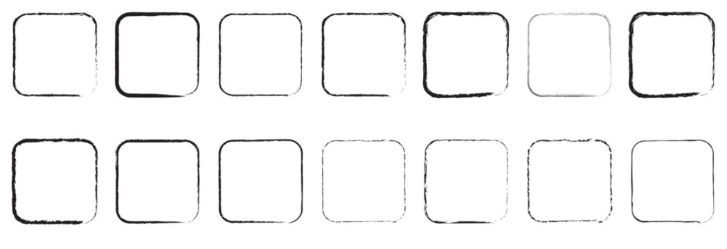 Hand drawn sketch frame vector.Simple doodle rectangle pencil frame border shape.Hand drawn doodle scribble border element for text quote template.Pencil brush stroke styleisolated on white background