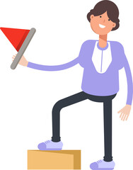 Woman Character Holding Flag
