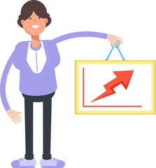 Woman Character Holding Arrow Chart
