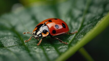 Obraz premium close up ladybug on a leaf hd wallpaper