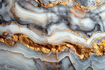 Fototapeta premium Texture of white marble with gold veins.