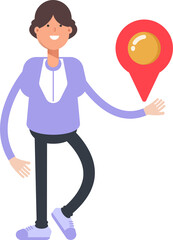 Woman Character Holding Map Pin
