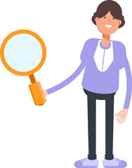 Woman Character Holding Magnifier
