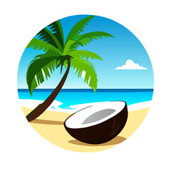 Obraz premium Captivating coconut palm trees sway gently against a serene backdrop of nature's vibrant tapestry.