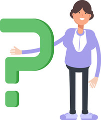 Woman Character and Question Mark
