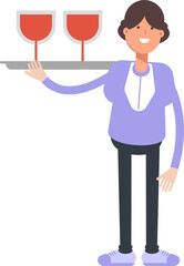 Woman Character Serving Wine Illustration
