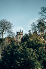 Captivating scenery surrounding Fountains Abbey in Yorkshire. Verdant landscapes